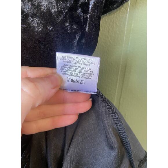 BONGO Dress Womens Large Mini Black Velvet Witchy Dark Romantic Y2K Pullover - Picture 7 of 11